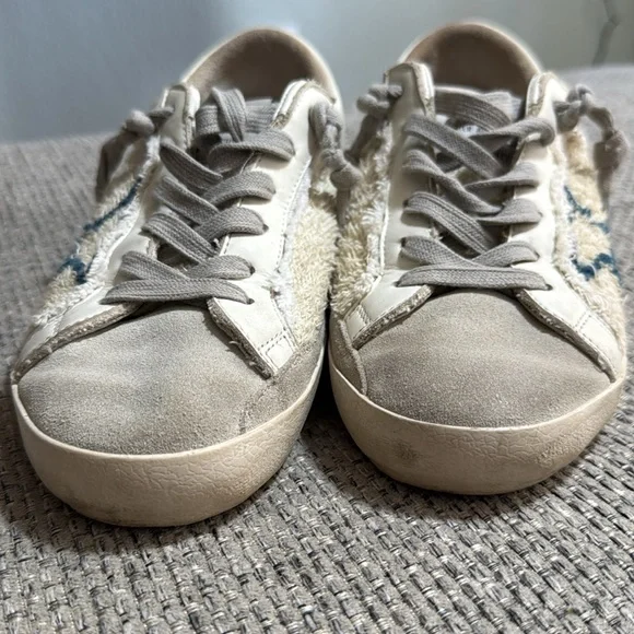 Golden Goose Superstar Sneakers Fringe Cream Blue Star EU37/ US sz6